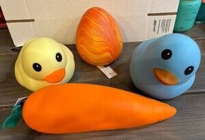 SET OF 4 Toymendous Jumbo Swirlie Egg-2 Laffy Quacks Duck-squishy Carrot Easter